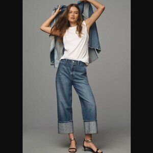 New 30 Anthropologie x Pilcro The Lonnie sparkle cuffed high-rise crop jeans